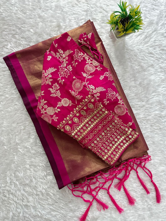 KAIA, Pure Soft Orgenza Tissue Silk Saree by  CHIVASMA