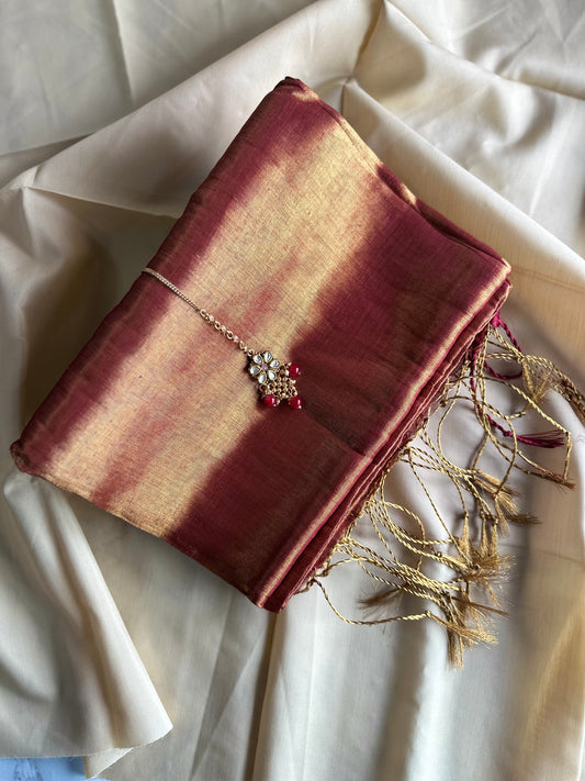 Golden Bronze Mirage: Mul Tissue Saree by Chivasma